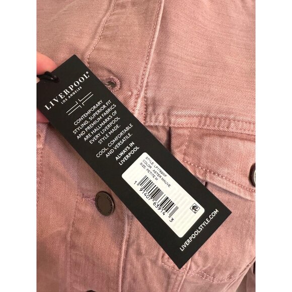 Liverpool Aster Mauve Rose Jean Jacket Size Petite Medium Button Up NWT $109 - Picture 8 of 10